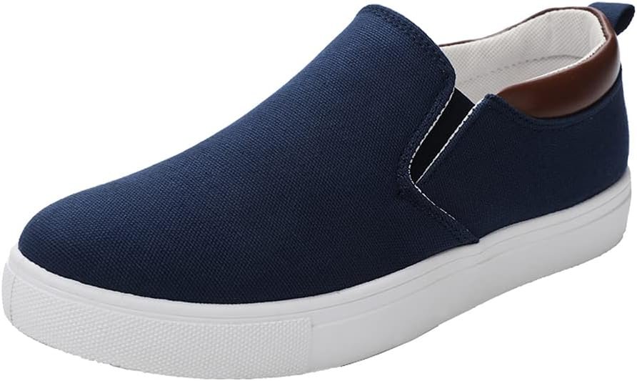 Men's Canvas Slip-On Sneakers, Low Top Casual Shoes