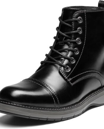 Men’s Steel Toe Western Work Boots, Square Toe Safety Cowboy Ankle Boots