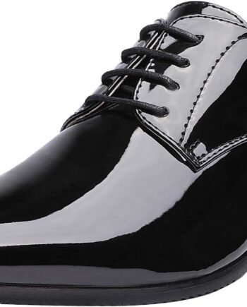 Men's Patent-Look Lace-Up Tuxedo Oxford Shoes