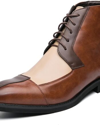 Men’s Vintage Oxford Ankle Boots, Genuine Leather Side Zip Casual Dress Shoes