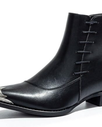 Men’s Oxford Lace-Up Ankle Boots, Side Zipper Business Casual Leather Boots