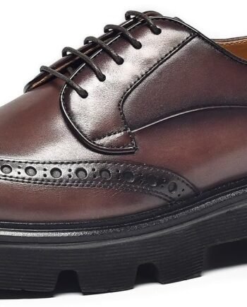 Men's Leather Brogue Wingtip Oxford Derby Dress Shoes