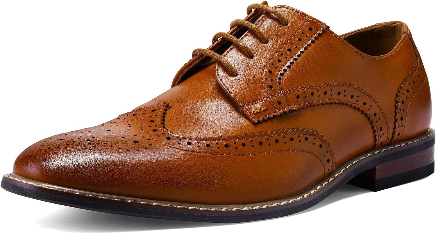 Men's Classic Lace-Up Wingtip Oxford Dress Shoes