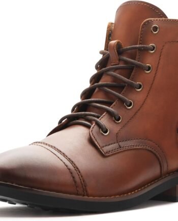 Men’s Classic Leather Side Zip Ankle Boots, Business Casual Dress Boots