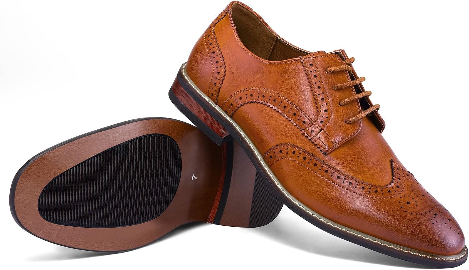Men's Classic Lace-Up Wingtip Oxford Dress Shoes