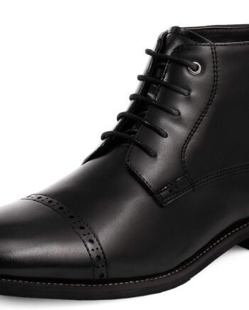Men’s Oxford Style Dress Ankle Boots, Minimal Business Casual Leather Boots