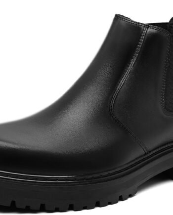 Men’s Wide Toe Platform Chelsea Boots, Casual Slip-On Fashion Ankle Boots with Height Increase Sole
