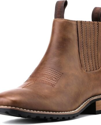 Men’s Patent Leather Chunky Combat Boots, Wide Toe Lace-Up Side Zip Ankle Boots