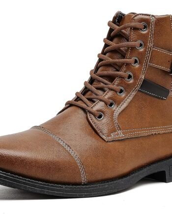 Men’s Genuine Leather Lace-Up Dress Boots, Classic Casual Ankle Boots