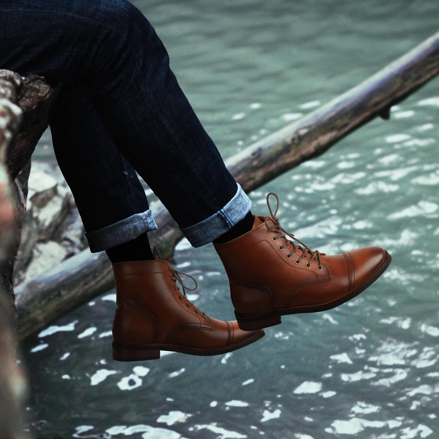 Men’s Classic Leather Side Zip Ankle Boots, Business Casual Dress Boots